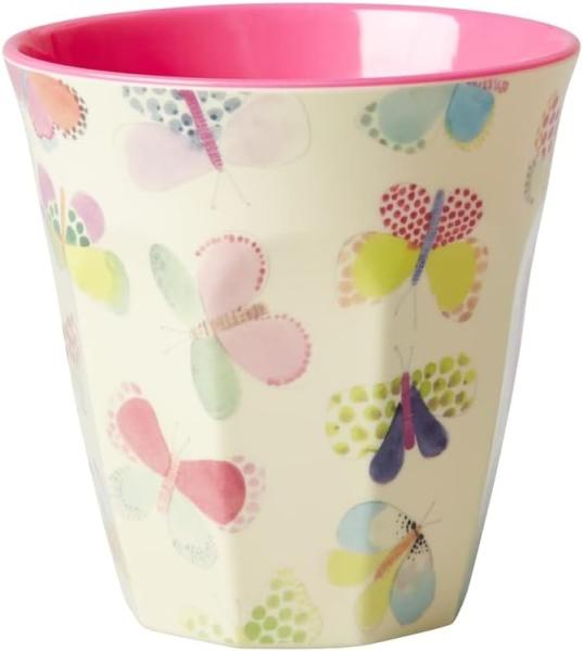 Rice Melamin Becher Butterfly Print Medium Pink