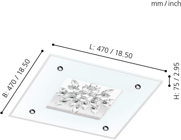 Eglo 97498 LED Deckenleuchte BENALUA 1 mit Kristallen weiß, klar L:47cm B:47cm H:7,5cm Bild 4