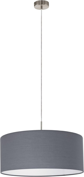 Eglo 31577 Hängeleuchte aus Textil PASTERI in nickel-matt und grau, Fassung E27 max. 1X60W Ø53 cm dimmbar