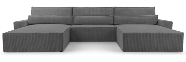 MOEBLO Wohnlandschaft DENVER U, Eckcouch aus Cordstoff Ecksofa U-Form Cord Sofa Couch Polsterecke U-Sofa - 410x85x200cm, mit Bettkasten und Schlaffunktion