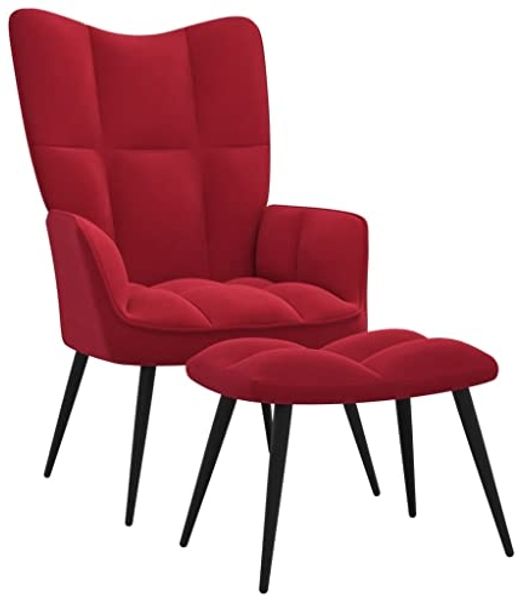 vidaXL Relaxsessel mit Hocker Fernsehsessel Sessel Polsterstuhl Stuhl Relaxstuhl Polstersessel Armsessel Ohrensessel Wohnzimmer Weinrot Samt