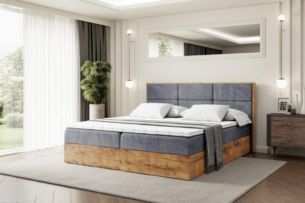 ALTDECOR Boxbett LOLLI1 (Multipocket-Matratze H4, H3 Matratze Bonellfederung, Topper, Kopfteil)