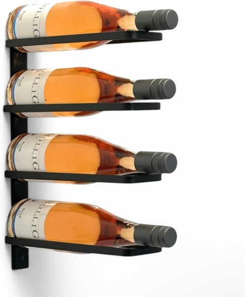 DanDiBo Weinregal Wand Schwarz Metall 96638 Flaschenregal Flaschenhalter Wandmontage Modern Wandhalter Wandregal für 4 Flaschen