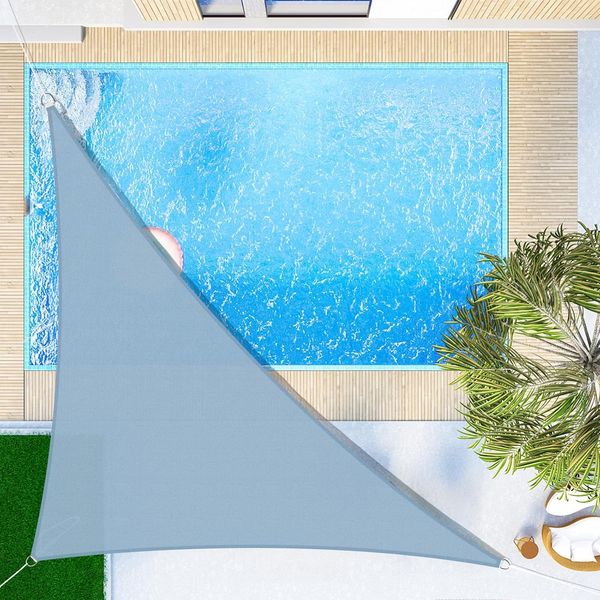 SUNNY GUARD Sonnensegel Dreieck 3 x 3 x 4. 25m Wasserdicht Sonnenschutz Wetterschutz Segel Baldachin UV Schutz für Balkon Terrasse Garten, Graublau