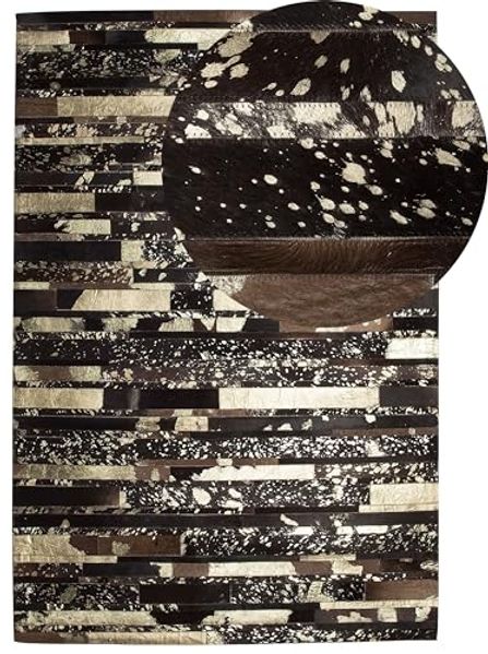 Teppich Kuhfell braun-gold 160x230 cm Patchwork ARTVIN