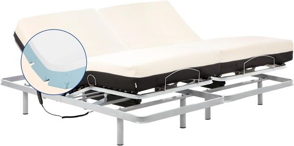 Gerialife® Verstärktes Doppelbett mit orthopädischer viskoelastischer Matratze 20 cm (180x190, Kabelsteuerung)