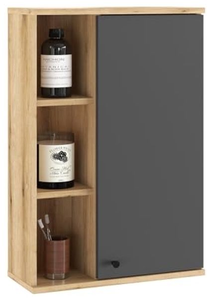 Badezimmer Hängeschrank Torsby in grau und Eiche 51 x 75 cm