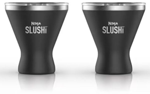 Ninja SLUSHi 2er-Set 295 ml isolierte Cocktailbecher mit Deckel, Offizielles Ninja SLUSHi Zubehör, Schwarz, XSKMRG2BKEUK