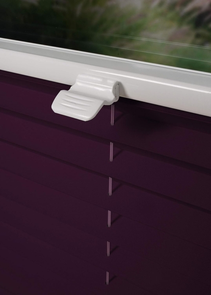 ondeco Plissee Thermo ohne Bohren mit Klemmträger,Sonnenschutz für Fenster innen, lichtschutz und Blickdicht, Faltrollo Sichtschutz für Tür, Jalousie Rollo leicht verdunkelnd - Violett - 85x130 cm Bild 4