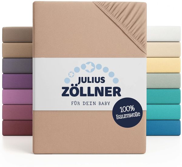 Julius Zöllner 8380347250 Jersey Spannbetttuch Doppelpack für das Kinderbett, Gr. 60x120 / 70x140, sand