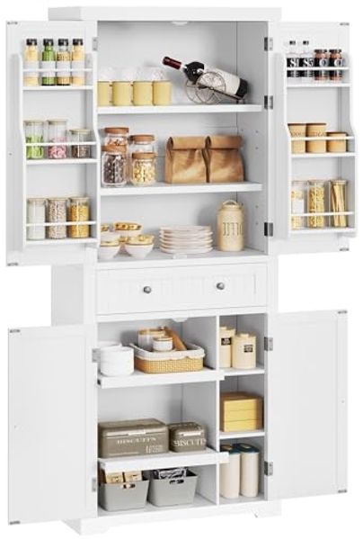 YITAHOME Küchenschrank, 182.5CM Hochschrank Küche Vorratsschrank, Buffetschrank mit Verstellbaren Ablagen, Esszimmerschrank mit Schubladen, für Wohnzimmer Küche
