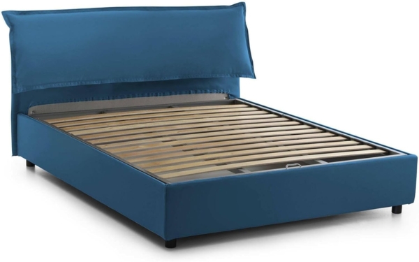 Talamo Italia - Cloe Doppelbett, Bettkasten mit abnehmbarem Bezug, gepolstertem Kopfteil und Bettkastenrahmen, 100 % Made in Italy, geeignet für Matratzen 160x200 cm, Blau Bild 3
