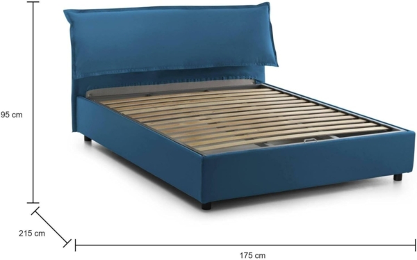 Talamo Italia - Cloe Doppelbett, Bettkasten mit abnehmbarem Bezug, gepolstertem Kopfteil und Bettkastenrahmen, 100 % Made in Italy, geeignet für Matratzen 160x200 cm, Blau Bild 2