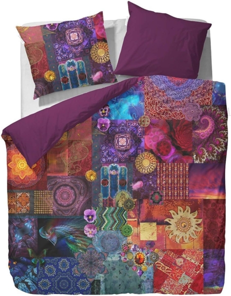 Essenza Bettwäsche Delhi purple, Satin, 2 teilig, Mandala, heilige Madonna, orientalische Muster