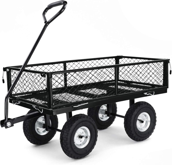 Transport Gitterwagen Handwagen Bollerwagen Seiten klappbar bis 250kg Schwarz