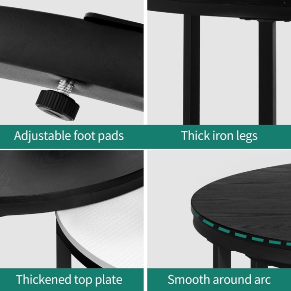 YITAHOME Couchtisch 2er Set Rund, Wohnzimmertisch Modern 86 x 86 x 48 cm, Stapelbar, mit Stauraum, Holzplatte, Metallrahmen, Beistelltisch,Center Tisch für Wohnzimmer, Heimbüro, Tragfähigkeit 80kg Bild 7