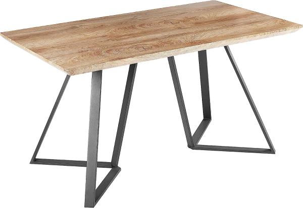 Esstisch heller Holzfarbton schwarz 140 x 80 cm UPTON