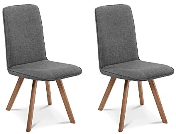 Möbel-Eins GLORIA 2er SET Polsterstühle, Gestell Massivholz grau mit Drehfunktion Stoff