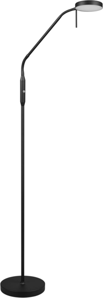 LED Akku Stehlampe MORENO dimmbar mit Flexarm, Schwarz Höhe 137cm