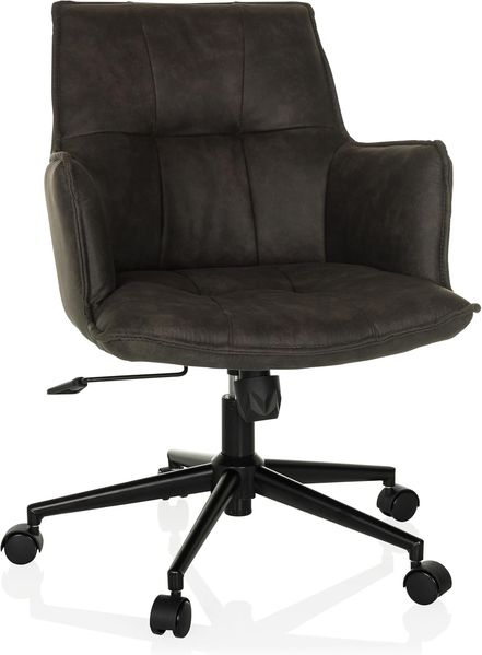 hjh LIVING Homeoffice Stuhl gepolstert SOLAO Life Schreibtischstuhl Drehstuhl höhenverstellbar, Stoffbezug Dunkelgrau