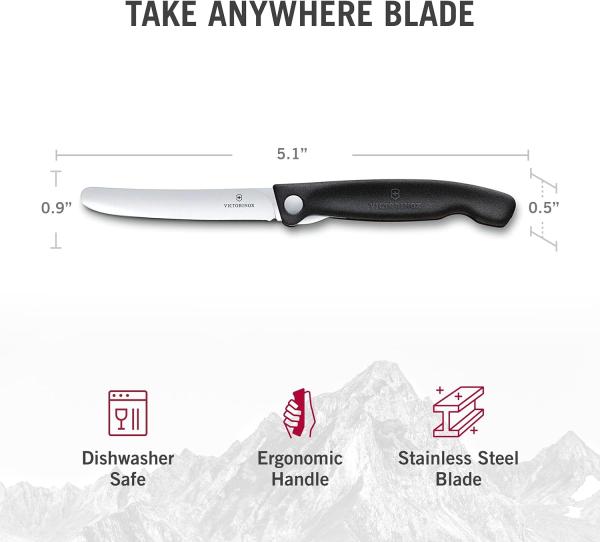 Victorinox Swiss Classic faltbares Gemüsemesser Wellenschliff (11 cm), Schwarz Bild 5