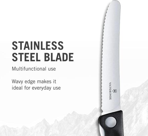 Victorinox Swiss Classic faltbares Gemüsemesser Wellenschliff (11 cm), Schwarz Bild 3