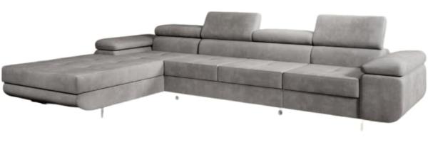 Designer Sofa Calvera Maxi mit Schlaf- und Klappfunktion (Samt) Grau Links