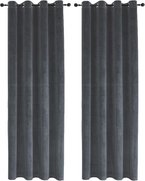 Haus und Deko Verdunkelungsvorhang Vorhang Ösen 2er Set Verdunkelung 300x245 cm Samt weich blickdicht, Ösen (2 St), Polyester