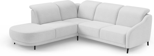 CAVADORE Ecksofa Blue/Eckcouch im modernen Design, inklusiv Kopfteilverstellung, Vorziehsitz motorisch, Klapptisch und mattschwarzen Metallfüßen / 258 x 93 x 249 / Flachgewebe, Mittelgrau Bild 1