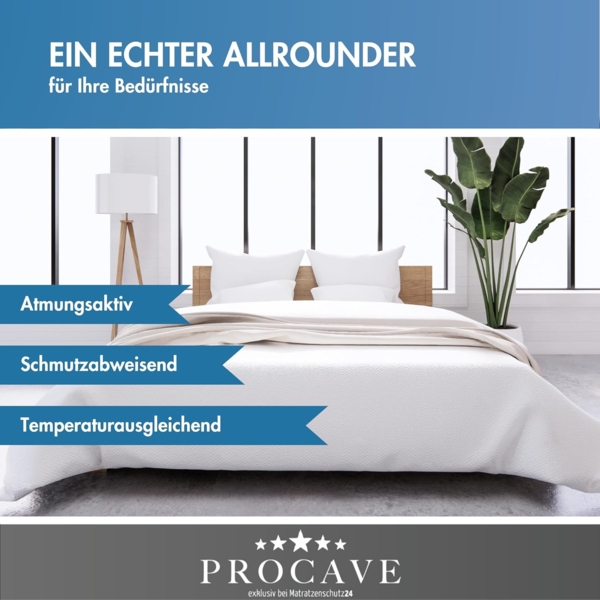 PROCAVE Matratzenbezug Frottee unversteppt 180x210 cm | Matratzen-Höhe 23-28cm | Matratzenschoner Bild 5