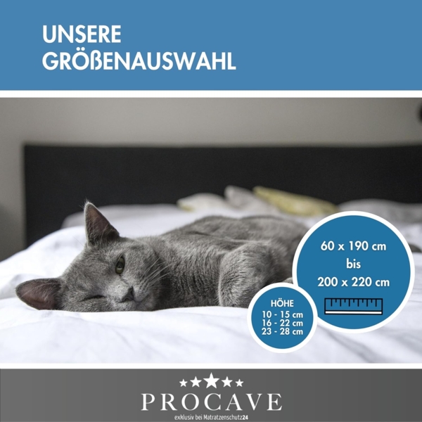 PROCAVE Matratzenbezug Frottee unversteppt 180x210 cm | Matratzen-Höhe 23-28cm | Matratzenschoner Bild 6