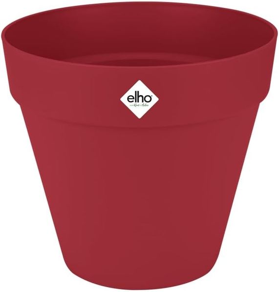 elho Loft Urban Rund 40 - Blumentopf für Außen - 100% recyceltem Plastik - Ø 38.5 x H 35.3 cm - Rot/Theaterrot