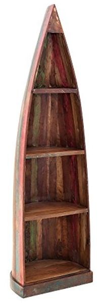 riess-ambiente Standregal JAKARTA 190cm natur / bunt, Einzelartikel 1-tlg, Wohnzimmer · Massivholz · Boot · stehend · Boho