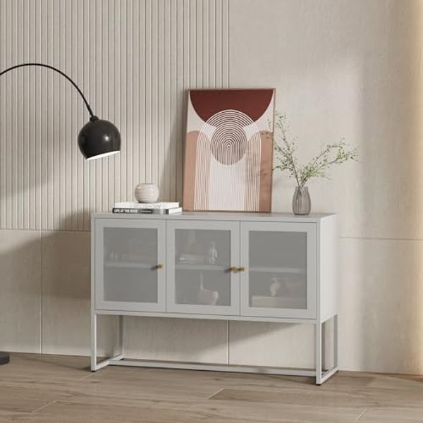 Sideboard Sund mit 3 Türen Stahl Grau [en. casa]