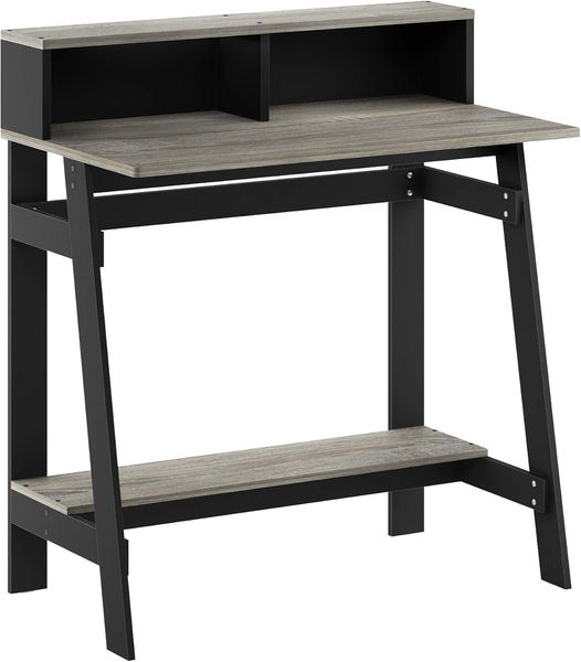 Furinno Schreibtisch, Holz, Schwarz/Eichengrau, 48. 51x48. 51x90. 17 cm