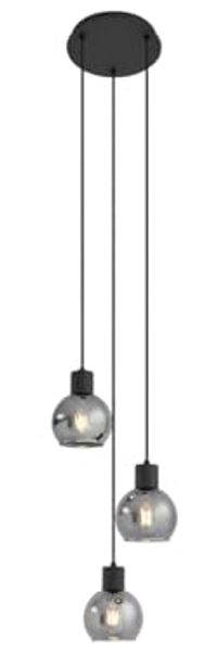 Qazqa Pendelleuchte Vidro, ohne Leuchtmittel, E27, Grau, Art Deco, Glas, 3-flammig