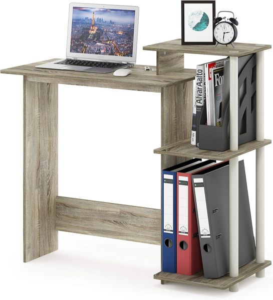 Furinno Efficient Home Computer Schreibtisch, PC-Tisch, Sonoma Eiche/Weiß, 100. 6 (Breite) x 85. 3 (Höhe) x 39. 6 (Tiefe) cm