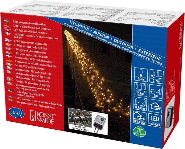 KONSTSMIDE No. 3860-800 Micro LED Büschellichterkette bernstein Multifunktion 2,7m IP44