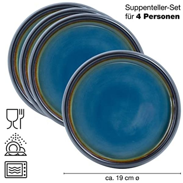 Moritz & Moritz Suppenteller SOLID 4x Suppenteller Blau/Braun, (4 St), Bowl Schüssel für Suppe, Nudeln, Salat oder Müsli Bild 6