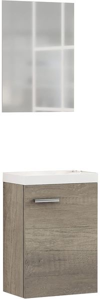 Baikal 24010555 Waschtisch-Unterschrank und Badezimmerspiegel, graues Eichenholz