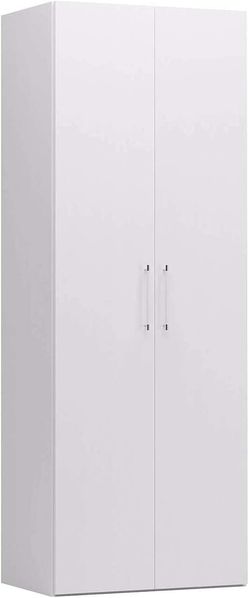 Dmora Kleiderschrank mit 2 Flügeltüren, Esche weiß, 91 x 247 x 58 cm, mit Kleiderstange