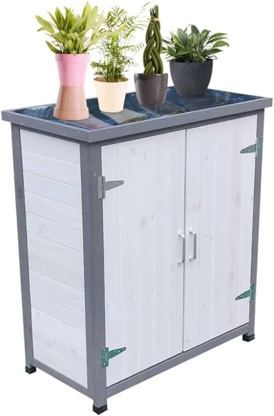 Melko Garten-Geräteschrank Geräteschrank Gartenschuppen Gartenschrank Aufbewahrungsschrank, BxT: 75x40 cm, Dezente Panel-Optik in modernem weiß/grau