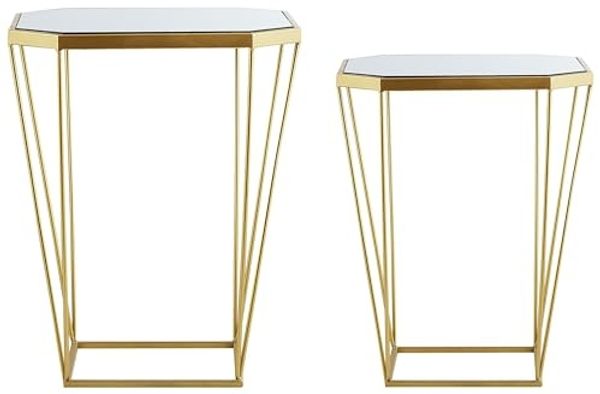 2er-Set Beistelltisch 'Sierra' mit verspiegelter Tischplatte, gold