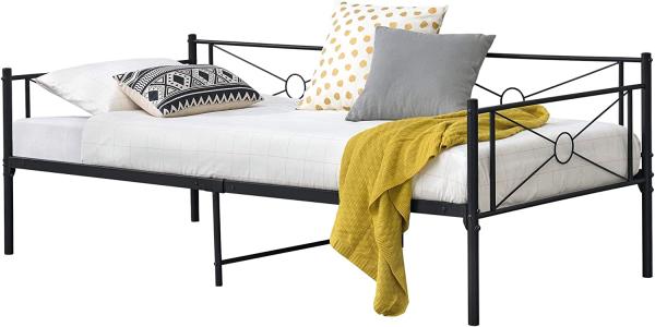 Metallbett Alvesta 90x200 cm Schwarz en. casa