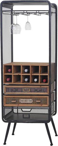 Weinregal HWC-C91, Flaschenregal Barschrank Weinständer für 10 Flaschen, Tanne Holz Vintage 157x57x38cm