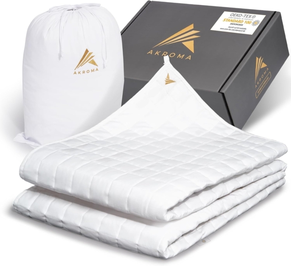 Akroma Premium Gewichtsdecke, Baumwolle, Weiß, 135x200 cm, 6 kg