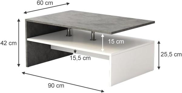 Vicco Couchtisch Beton 90 x 60 cm, Mike Bild 3