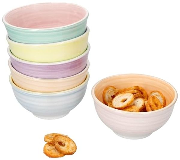 MamboCat Dessertschale Pastello 6er Set Snack- & Dip-Schälchen 12,2cm 250ml bunte Farben, Steingut
