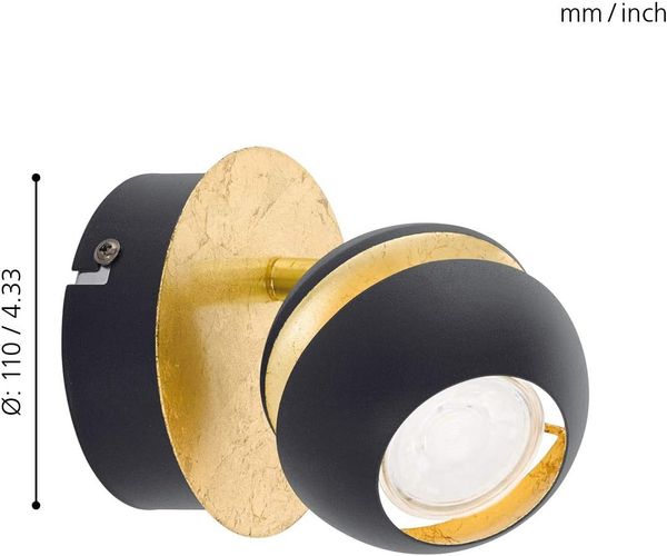 Eglo 95482 Spot Nocito Stahl schwarz, gold GU10-LED 1X3W Ø11cm Bild 6