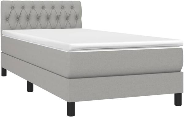 vidaXL Boxspringbett mit Matratze Hellgrau 100x200 cm Stoff 3140273